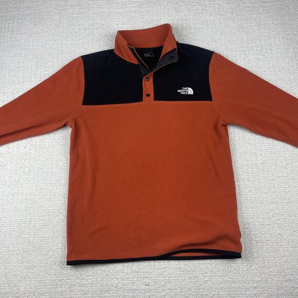 The North Face Pullover Men S 1/4 Snap Fleece TKA Glacier Jacket Orange Outdoor - Picture 9 of 16